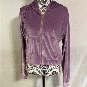 Fabletics Lavender /Lilac Donna Velour Hoodie with Gold Zipper Size Medium 8 NWT